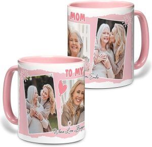 Taza personalizada para mamá con foto y texto para el día de la madre, 11 onzas, 15 onzas