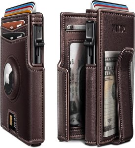 Billetera Airtag para hombre, con clip de dinero, estuche metálico para 10 tarjetas, cartera inteligente y delgada con apertura desplegable, portafolios con cierre magnético, bloqueo RFID