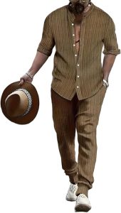 Conjunto Manga Larga de lino, camisa pantalon de lino