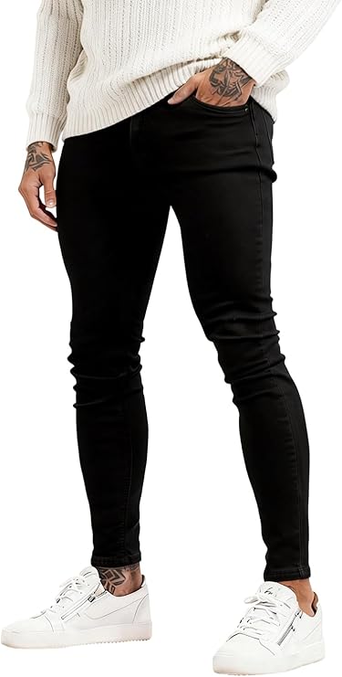 Jeans modernos Jeans Rasgados para Hombre de Corte Ajustado Skinny Elásticos