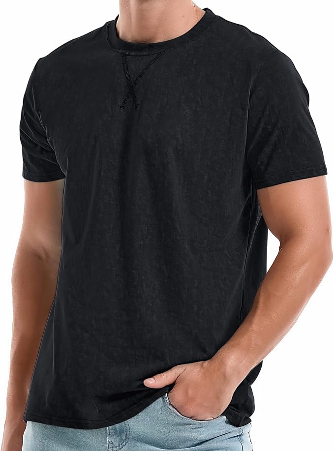 Camisetas de algodón premium con cuello redondo para hombre