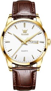 Reloj de cuero casual para hombre, fácil de leer, analógico de acero inoxidable de tres manecillas,