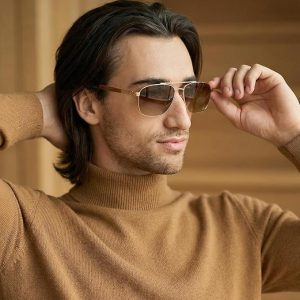 ZENOTTIC Gafas de sol polarizadas de madera de aviador para hombre,