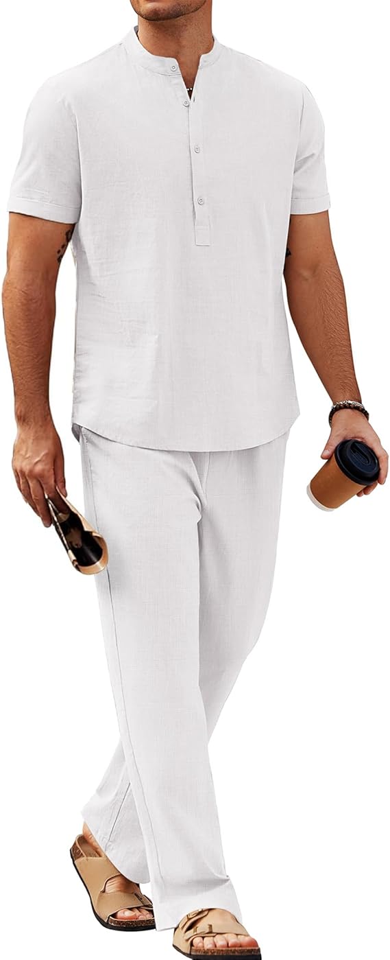 Estilo masculino seguro conjunto lino