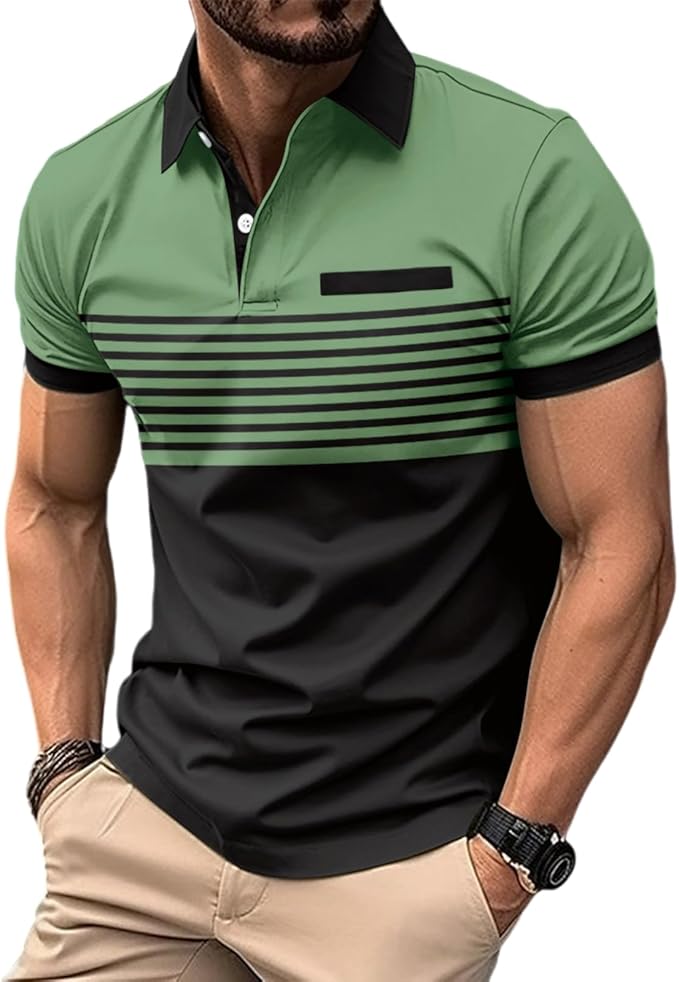 Polo shirt fitted” Camisas polo casuales para hombre de manga corta