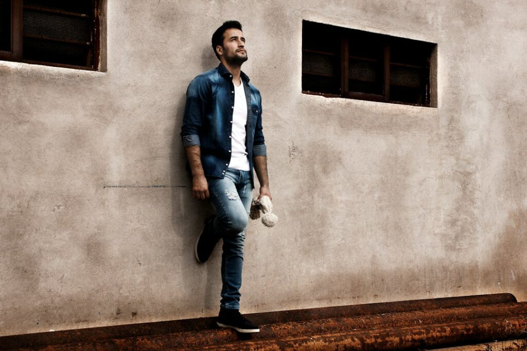 Man in denim and casual fall clothing for a men's style buying guide
