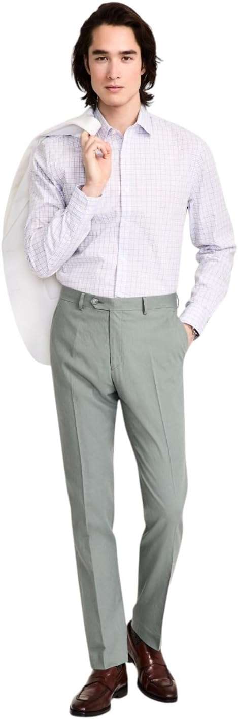 Tommy Hilfiger modern-fit sage green linen stretch dress pants