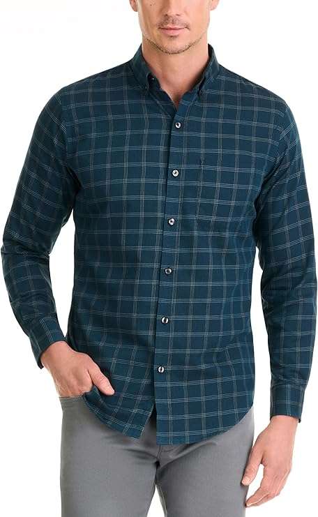 Van Heusen Never Tuck classic-fit stretch button-down shirt with stain protection